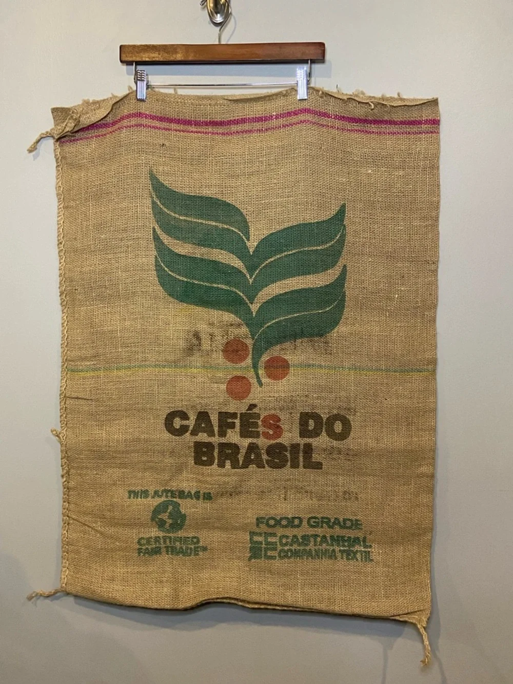 Minasul / Cafés do Brasil Certified Fair Trade Burlap Coffee Sack / Rustic Decor